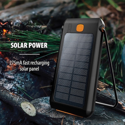 ToughTested 10,000-mAh LED Solar Portable Power Pack with Light, Black (TT-PBW-LED10)