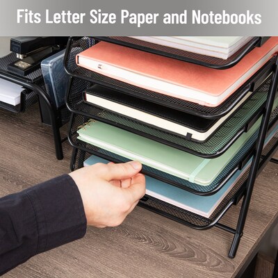 Mind Reader 5-Tier Stackable Paper Desk Tray Organizer, Metal, Black (5TPAPER-BLK)