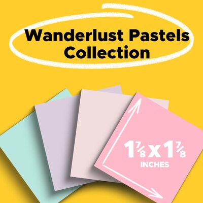 Post-it Recycled Super Sticky Pop-up Notes, 1 7/8 x 1 7/8, Wanderlust Pastels Collection, 70 Sheet