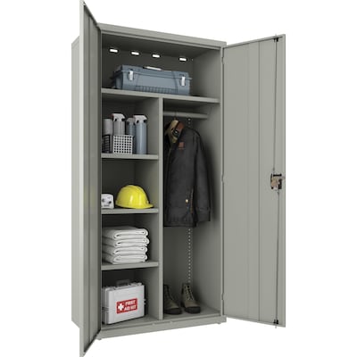 Lorell Fortress Series 72" Steel Wardrobe Cabinet, Gray (LLR66967)