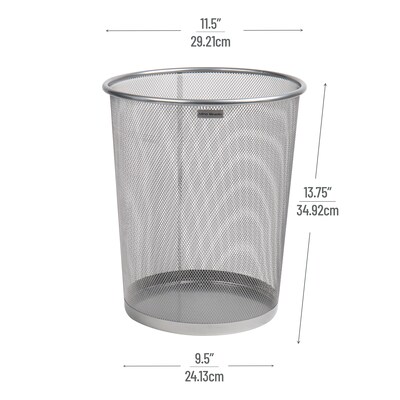 Mind Reader Metal Mesh Trash Can Without Lid, 4.4 Gallon, Silver (1CIRGA-SIL)