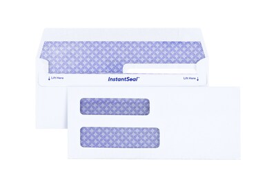 Staples Self Seal Self Seal Security Tinted #8 Double Window Envelopes, 3 5/8" x 8 5/8", White, 500/Box (ST28732-CC)