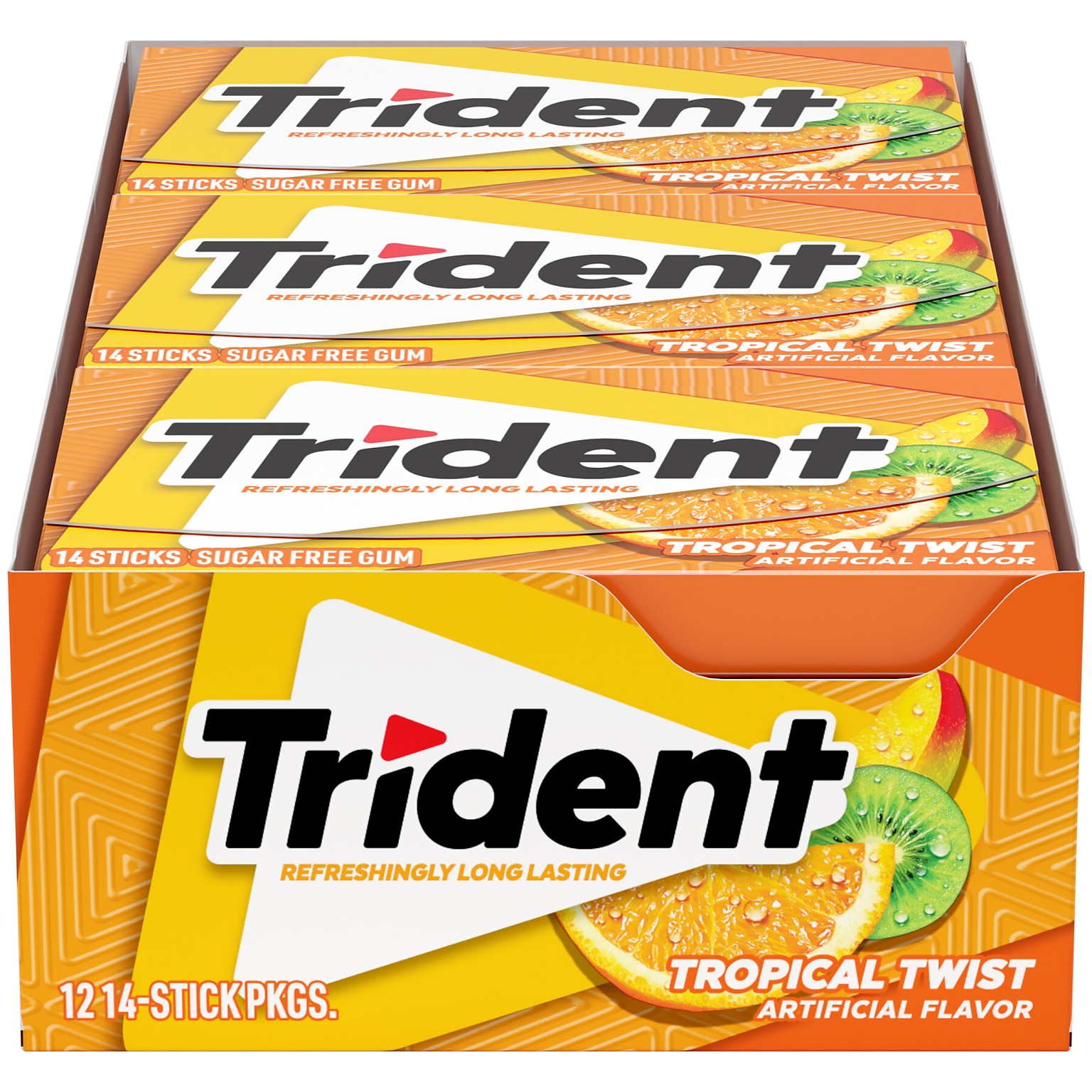 Trident Sugar Free Tropical Twist Gum, 14 Pieces/Pack, 12/Packs (VAM00502)