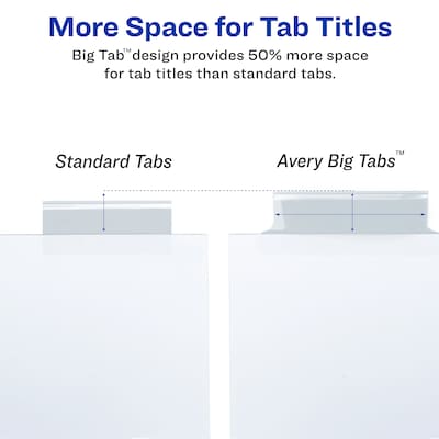 Avery Big Tab Insertable Paper Dividers, 8 Tabs, White (11124)