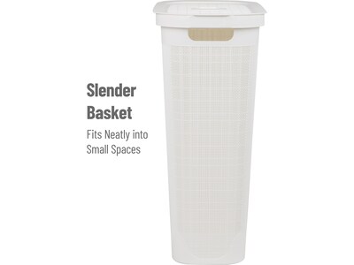 Mind Reader 10.57-Gallon Hamper with Lid, Plastic, White (40FABHAMP-WHT)