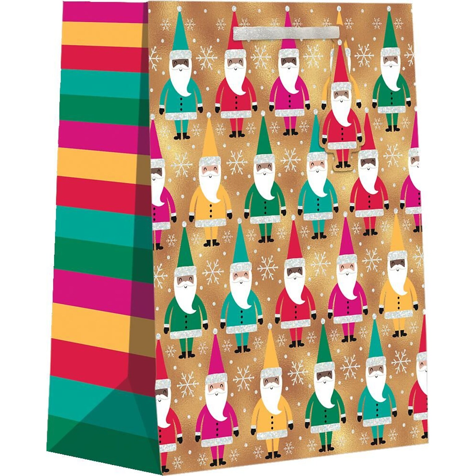 JAM Paper Bright Santa Gold Large Gift Bags, Multicolored, 120/Pack (526BXLT6491)