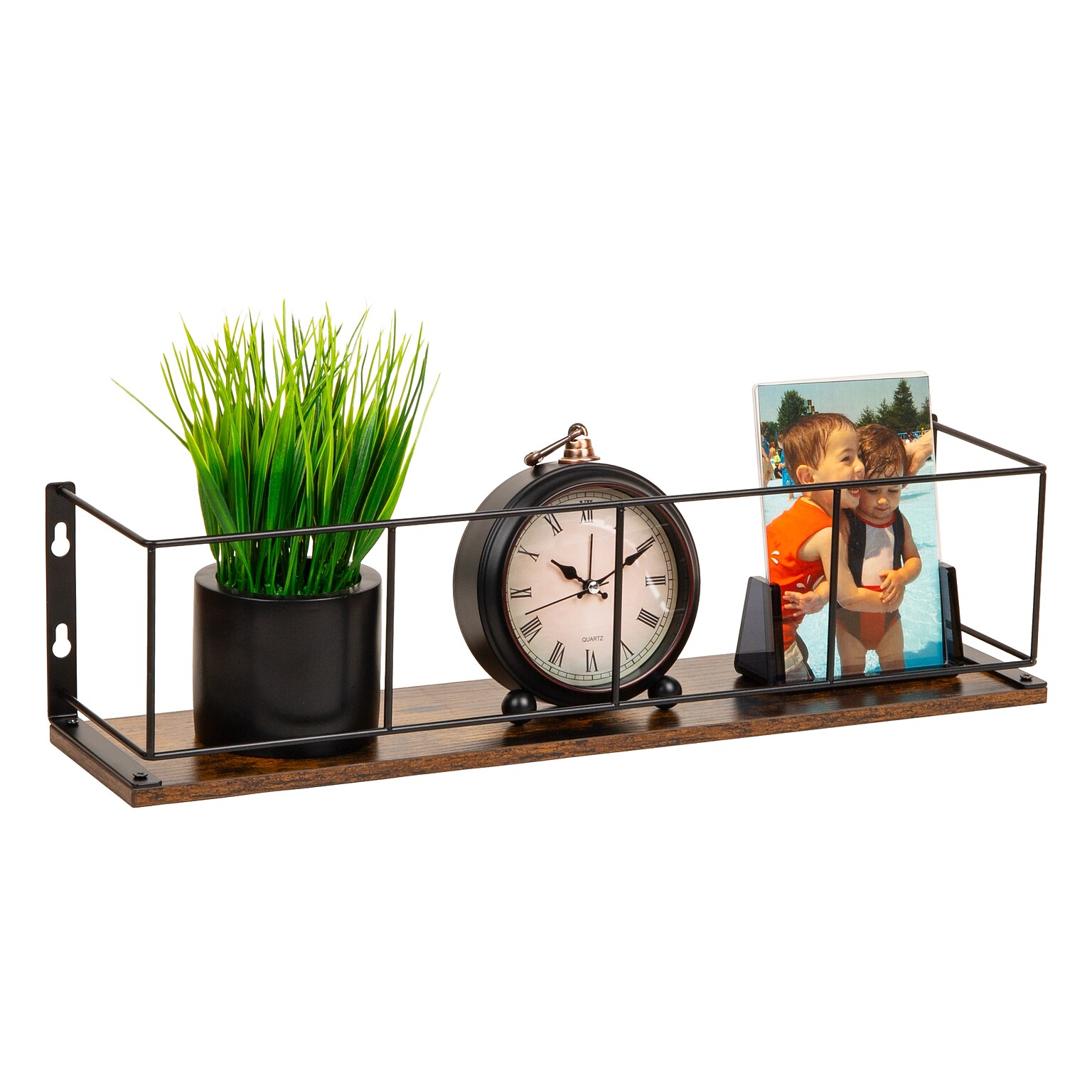 Mind Reader Metal Mounted Desktop Shelf , 5 x 4.62 x 19.6, Brown (SHELF-BRN)