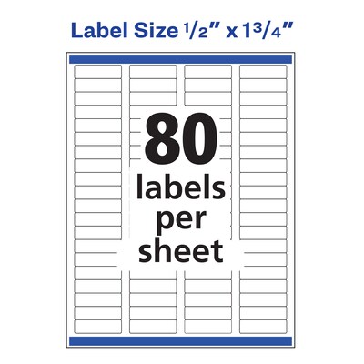 Avery Laser/Inkjet Multipurpose Rectangle Labels, 0.5" x 1.75", White, 400 Labels/Pack (94203)