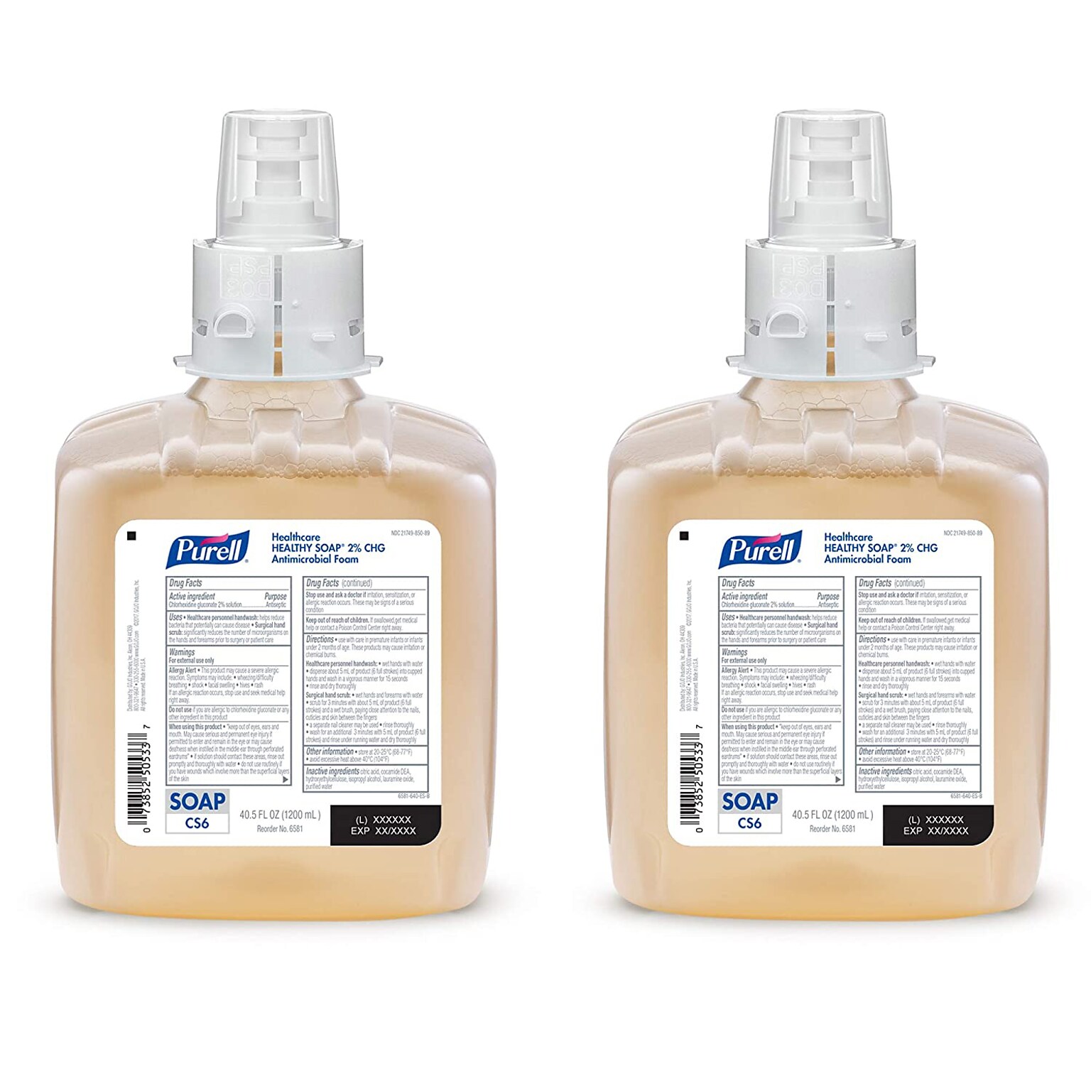 PURELL Advanced Hand Sanitizer Green Certified Foam Refill for PURELL CS6 Touch-Free Dispensers, 1200 mL, 2/CT (6551-02)