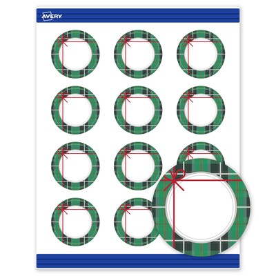 Avery Silver-Green Plaid Matte Blank Card, White, 120/Pack (S00-FJ8)