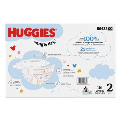 Huggies Snug & Dry Baby Diapers, Size 2, 116/Carton (54646/56433)