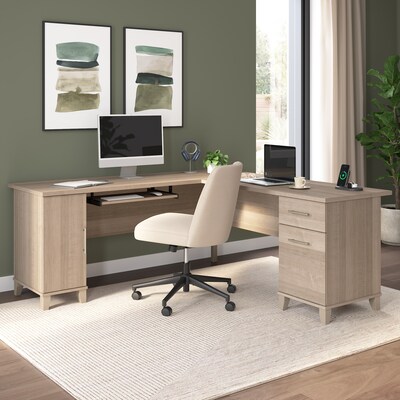 Bush Home Somerset 72W L Shaped Office Desk with Storage, Ash Gray (WC81610K)