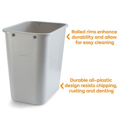 Coastwide Professional™ Indoor Trash Can Without Lid, Gray Soft Molded Plastic, 7 Gallon (CW56431)