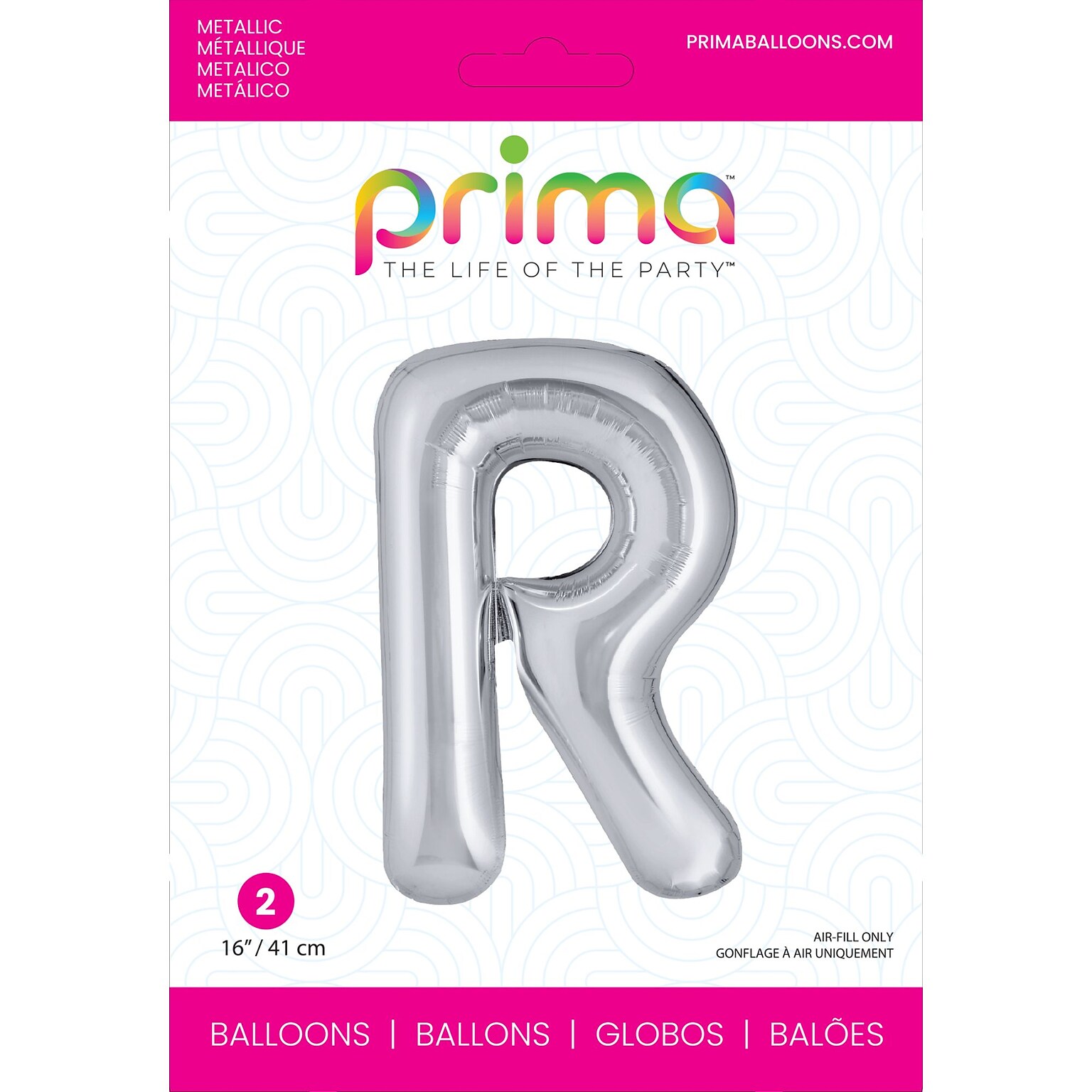 Party City (Air-Filled) 16 R Foil Balloon, Silver, 2/Pack (AM60050280-18)