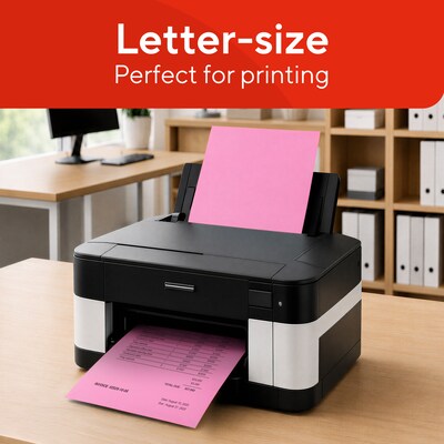 Staples Brights Multipurpose Colored Paper, 20 lbs., 8.5" x 11", Pink, 500/Ream (25207)
