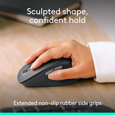 Logitech Signature Comfort Plus M850 L for Business Wireless Curved Ergonomic USB-C Optical Mouse, Graphite (910-007703)