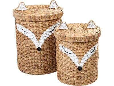 Honey-Can-Do Fox-Shaped Storage Baskets with Lids, Nesting, Brown/White, 2/Set (STO-09151)