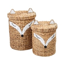 Honey-Can-Do Fox-Shaped Storage Baskets with Lids, Nesting, Brown/White, 2/Set (STO-09151)