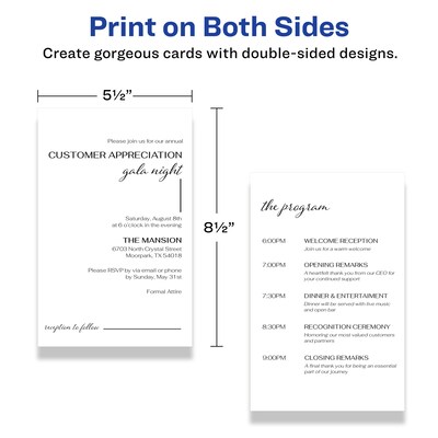 Avery Integrated Cards, 5.5" x 8.5", Matte White, 100/Box (95279)