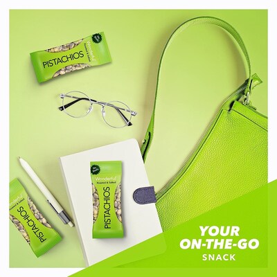 Wonderful Pistachios Roasted & Salted, No Shells, 0.75 oz., 9 Bags/Box, 4 Boxes/Carton (PAR91100)