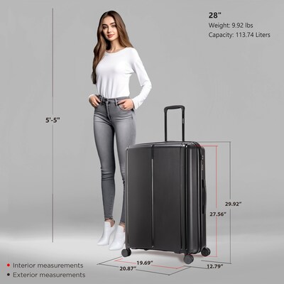DUKAP Airley 29.92" Hardside Suitcase, 4-Wheeled Spinner, TSA Checkpoint Friendly, Black (DKAIR00L-BLK)
