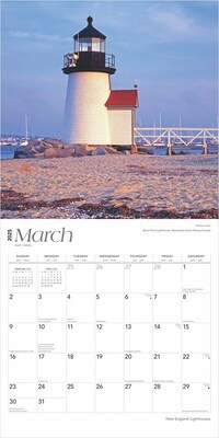 2025 BrownTrout New England Lighthouses 12" x 24" Monthly Square Wall Calendar (9781975475093)