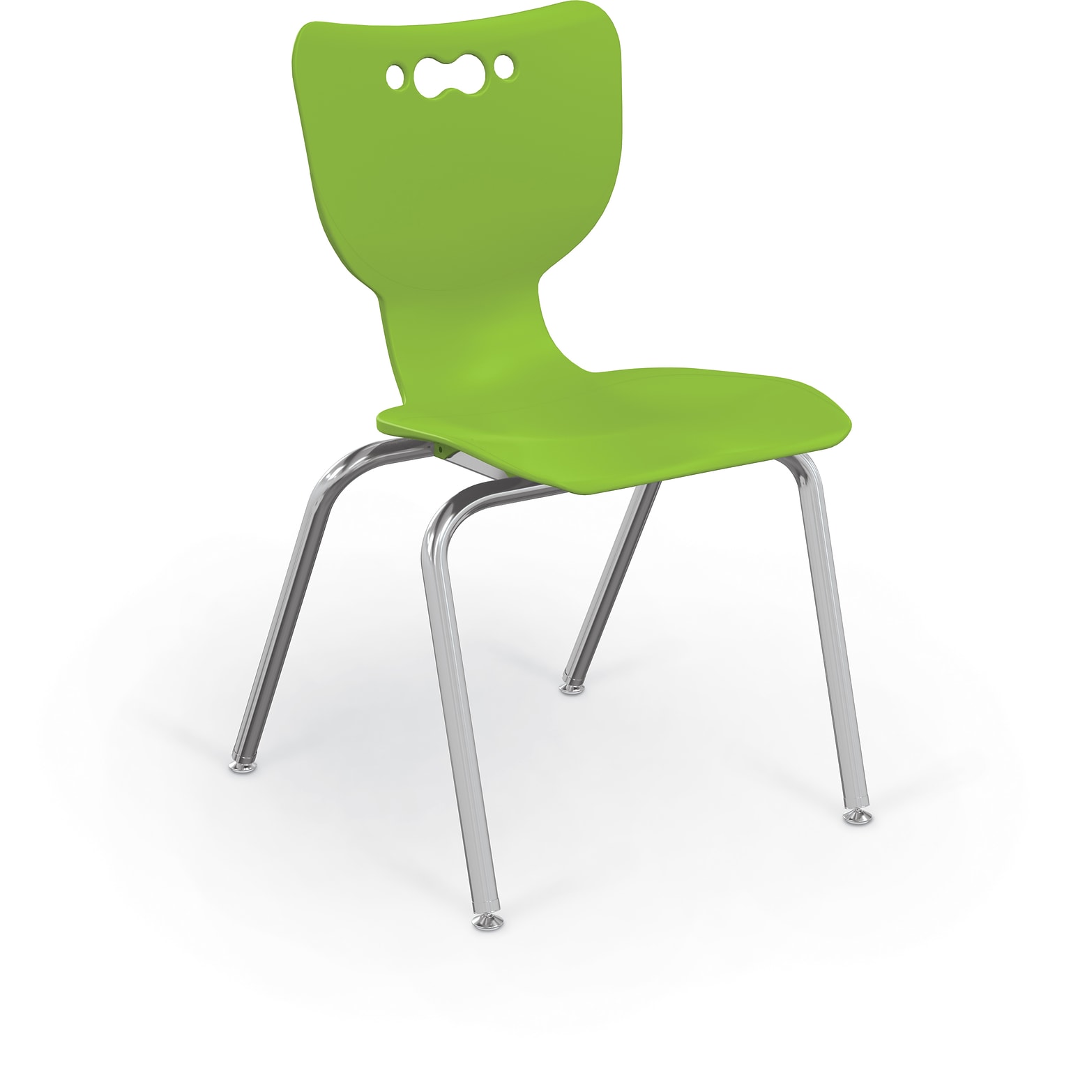 MooreCo 18 Hierarchy Student Chair with 4 Legs, Green/Chrome Base (703673611084)