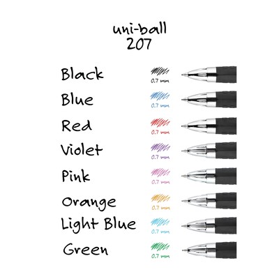 uniball 207 Retractable Gel Pens, Medium Point, 0.7mm, Purple Ink, Dozen (70221)