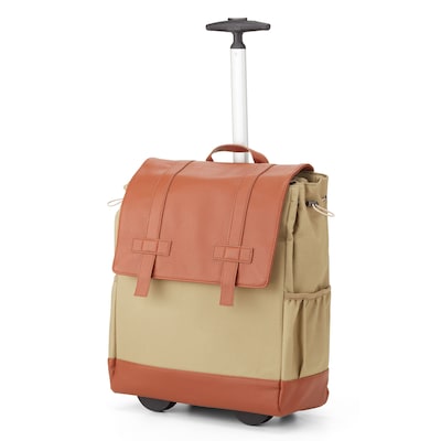 Francine Collections 15 Laptop Rolling Wheels Up Backpack, Tan (BKBUDGRL_SM-OLI)