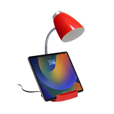 Creekwood Home 18.5" Flexible Gooseneck Organizer Desk Lamp with Stand, Red (CWD-1001-RE)