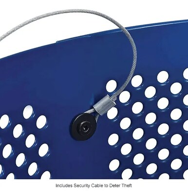 Global Industrial Outdoor Perforated Steel Trash Can w/ Flat Lid, 36 Gallon, Blue (261925BL)