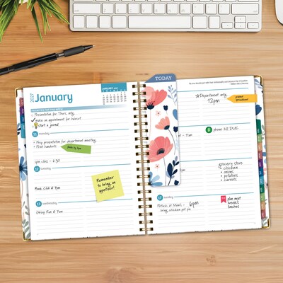 2027 Excello Brands 7.8 x 9 Weekly & Monthly Standard Planner, Paperboard Cover, Colorful Botanicals (FSHN-CY27-79-30)