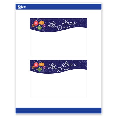 Avery Silver-Snowflakes Matte Blank Card, White, 20/Pack (S00-FK2)