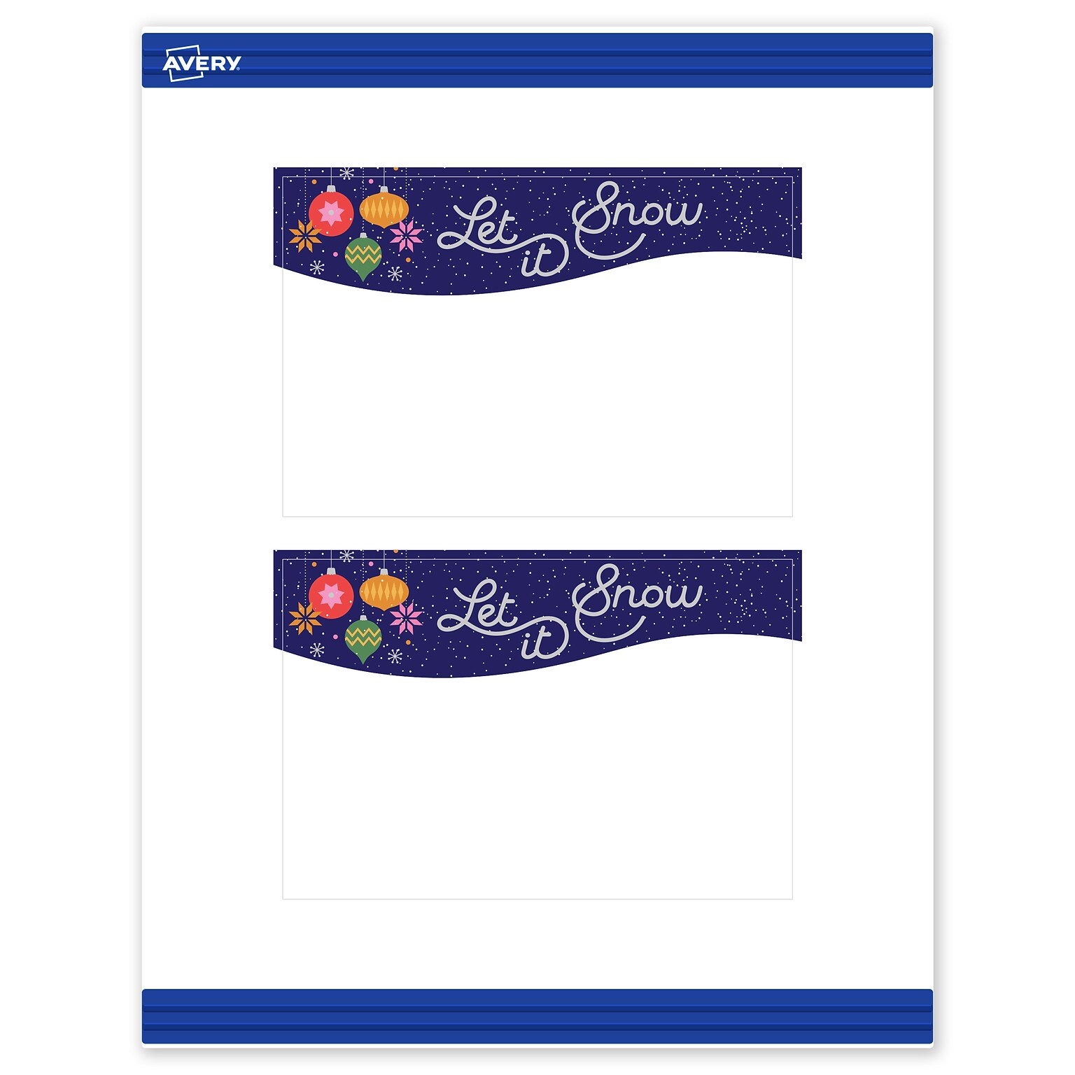 Avery Silver-Snowflakes Matte Blank Card, White, 20/Pack (S00-FK2)