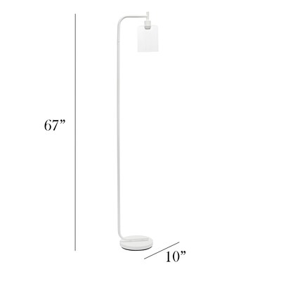 Simple Designs Modern Iron Lantern Floor Lamp with Glass Shade, White (LF2009-WHT)