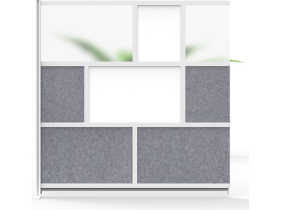Luxor Workflow Series 8-Panel Modular Room Divider System Add-On Wall with Whiteboard, 70H x 70W,