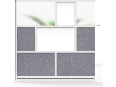 Luxor Workflow Series 8-Panel Modular Room Divider System Add-On Wall with Whiteboard, 70"H x 70"W, Gray/Silver