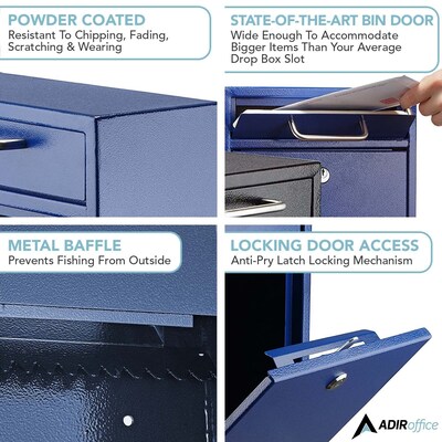 AdirOffice Indoor/Outdoor Mailbox, Blue (631-04-BLU)