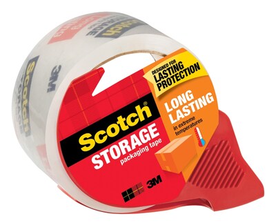Scotch Long Lasting Storage Packing Tape with Dispenser, 1.88 x 38.2 yds., Clear (3651C/3650S-RD)