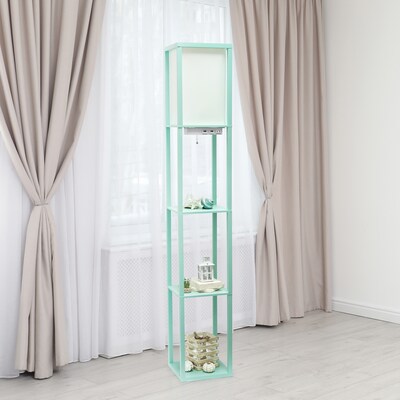 Simple Designs Etagere Organizer 62.5" Floor Lamp with Rectangular Shade, Aqua (LF1037-AQU-CCLB)