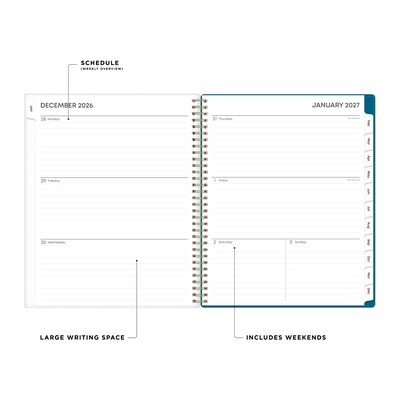 2027 Blue Sky Bakah Blue 8.5 x 11 Calendar Year Weekly & Monthly Planner, Plastic Cover (137261-27)