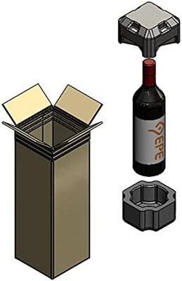 5" x 5" x 15" Wine Single Bottle Shipping Box, 200# Mullen Rated, Kraft, 12/Pack (WSS12)