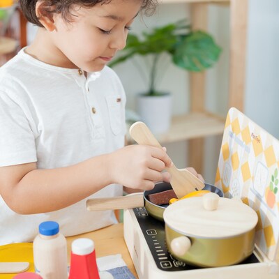 PlanToys Cooking Utensils Set, Natural (PTS3413)