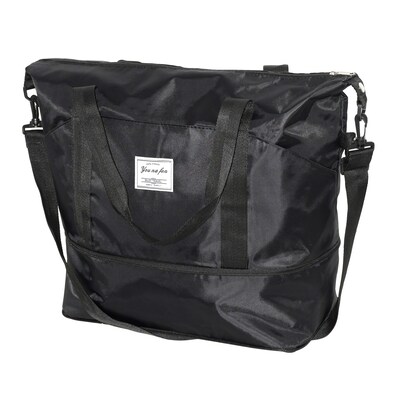 Nicci Polyester Travel Duffel Expandable Bag, Black (CBM10003-BLK)