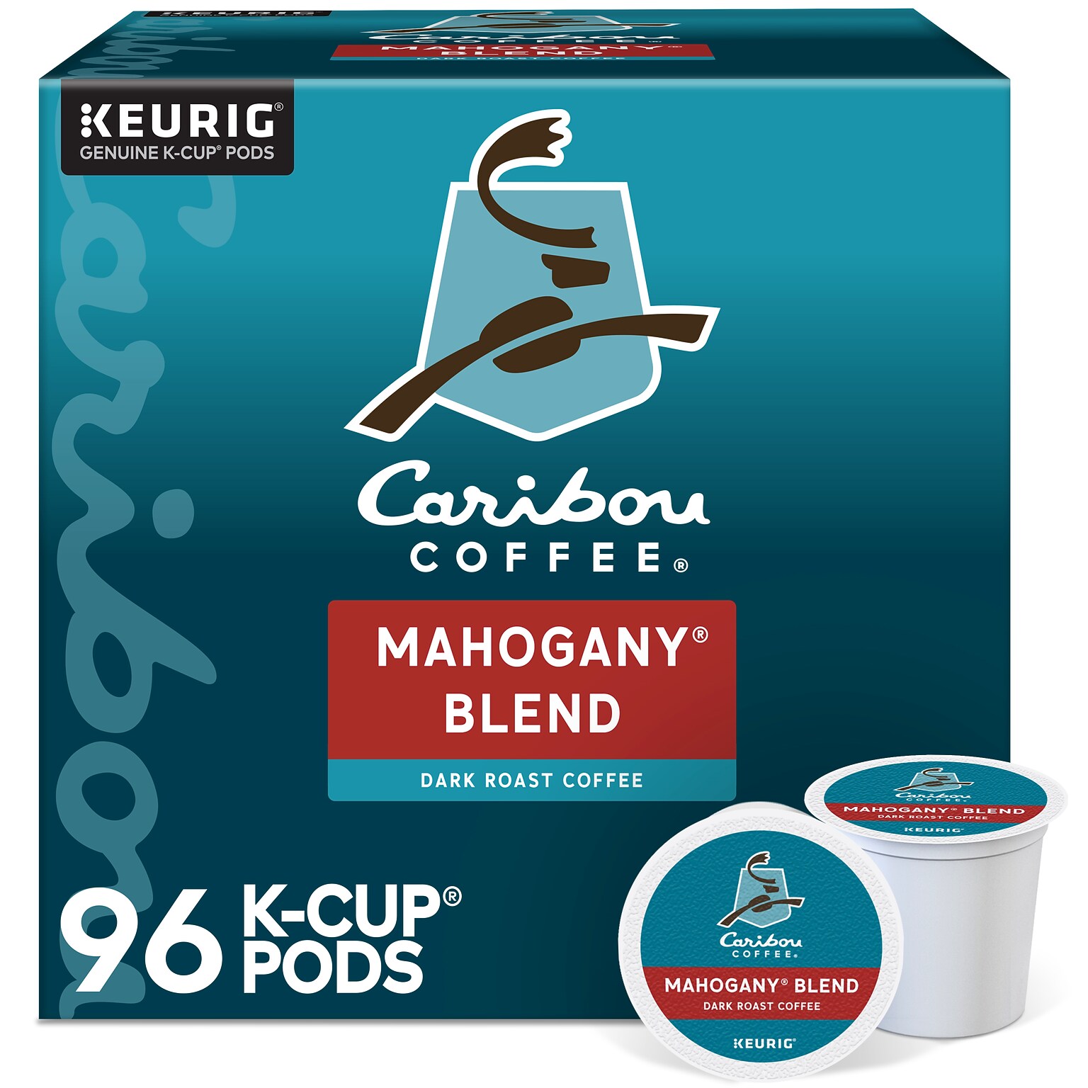 Caribou Mahogany Blend Coffee Keurig® K-Cup® Pods, Dark Roast, 96/Carton (10312)