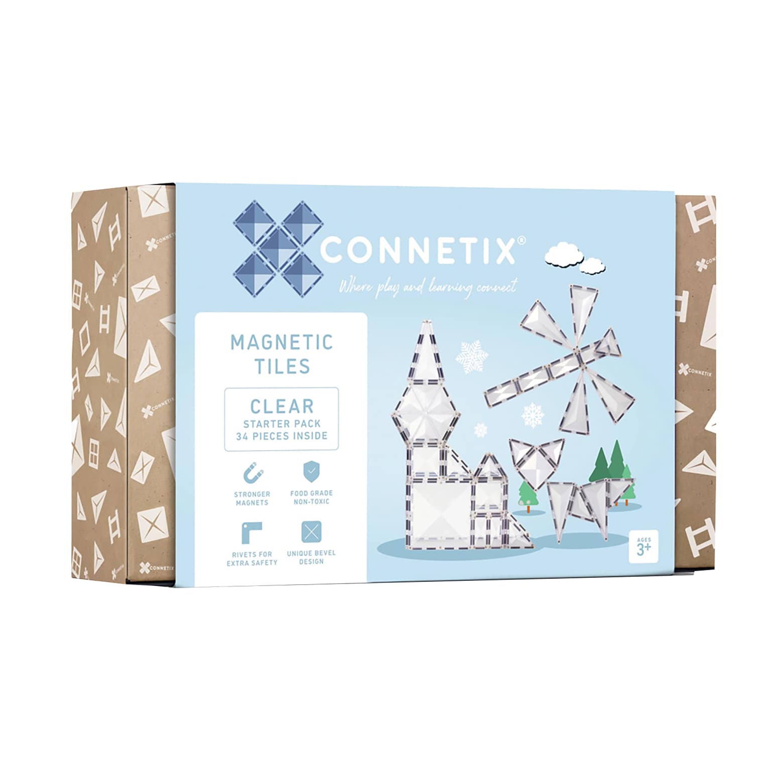 Connetix Magnetic Tiles Clear Starter Pack, 34 Pieces (CNTC00034ST)