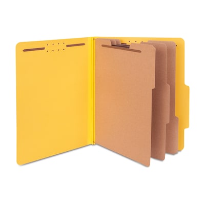 Quill Brand® 2/5-Cut Tab Pressboard Classification File Folders, 3-Partitions, 8-Fasteners, Letter,