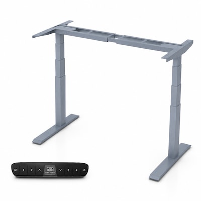 Uncaged Ergonomics Rise Up 3-stage Dual Motor Electric Standing Desk Frame, Gray, Desktop Not Included (RUG)