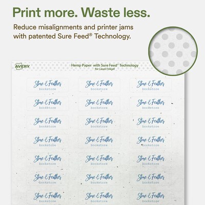 Avery Hemp Rectangle Laser/Inkjet Multipurpose Labels, 3/4" x 2-1/4", Off-White (240/Pack)