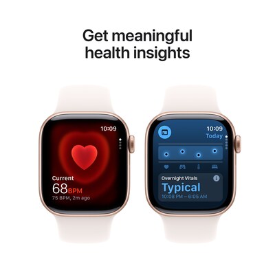 Apple Watch Series 11 GPS Smartwatch, 42mm, Rose Gold Aluminum Case with Light Blush Sport Band, Small/Medium (MEU04LW/A)